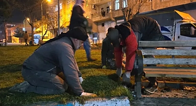 Eyyübiye'deki parklarda gece mesaisi