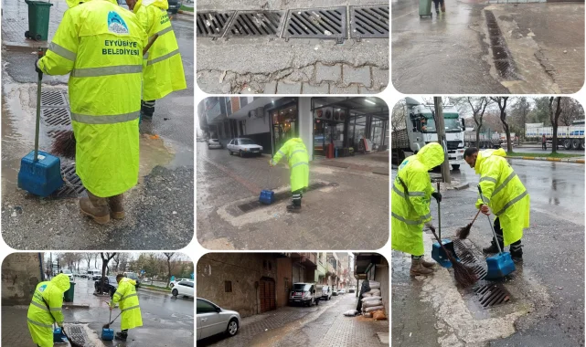 Eyyübiye'de Yoğun Yağışlara Karşı Ekipler Sahada Çalışıyor