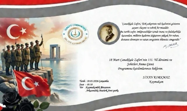 Halfeti'de 18 Mart Çanakkale Zaferi Anma Programına Davet
