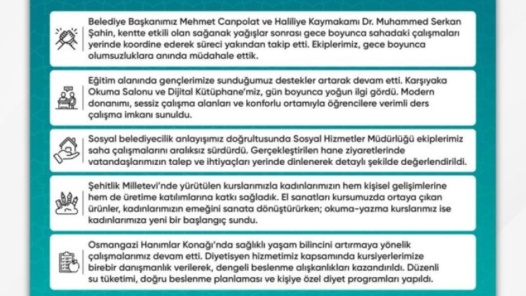 Haliliye Belediyesi'nden Ekip Çalışmalarına Teşekkür