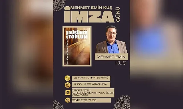 Mehmet Emin Kuş imza gününe hazırlanıyor