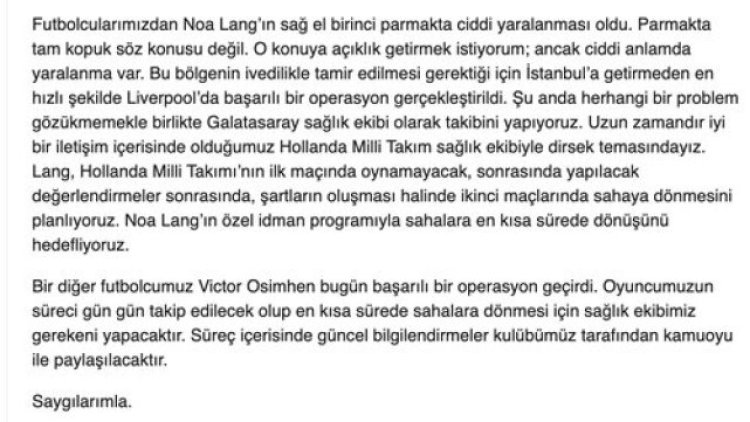 Noa Lang ve Victor Osimhen'in Sağlık Durumu Hakkında Açıklama