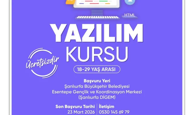 Şanlıurfa'da Gençlere Ücretsiz Yazılım Kursu Fırsatı