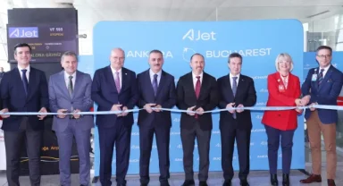 Ato Başkanı Baran, Ajet'in "Ankara'dan Bükreş'e ilk direkt uçuşuna" katıldı