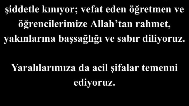 Kahramanmaraş'ta Okul Saldırısı: Kaymakamlık Kınadı, Millet Başsağlığı Diledi