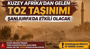 Kuzey Afrika’dan Gelen Toz Taşınımı Şanlıurfa’da Etkili Olacak