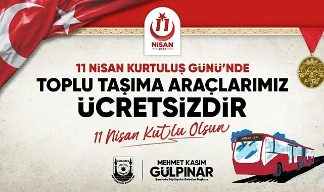Şanlıurfa’da 11 Nisan’da toplu taşıma ücretsiz olacak!