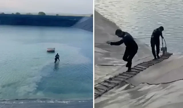 Şanlıurfa’da gölete düşen tilki kurtarıldı