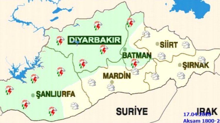 Şanlıurfa'da 17 Nisan Cuma Gök Gürültülü Sağanak Yağış Bekleniyor