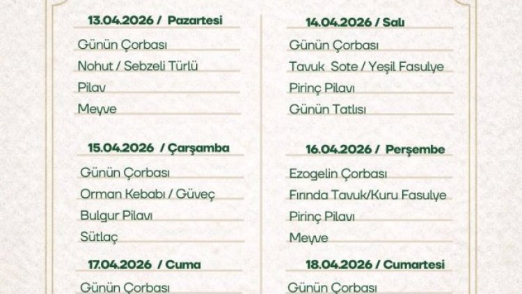 Viranşehir Kent Lokantası Haftalık Menüsü Açıklandı