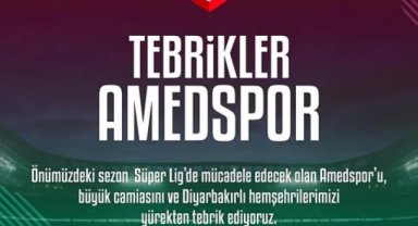 Amedspor'a Şanlıurfa'dan Süper Lig Tebriği