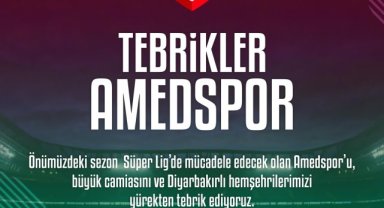 Şanlıurfa BŞB'den Amedspor'a Süper Lig Tebriği
