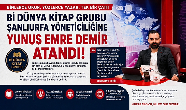 Bi Dünya Kitap Grubu Şanlıurfa Yöneticiliğine Yunus Emre Demir Atandı