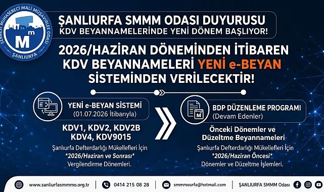 Şanlıurfa'da KDV beyannamelerinde yeni dönem başlıyor