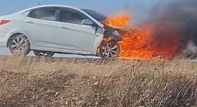 Şanlıurfa’da otomobil alevlere teslim oldu!