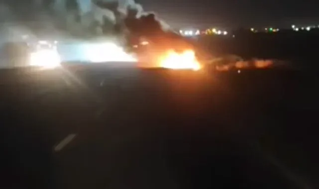 Viranşehir-Kızıltepe yolunda korkutan araç yangını