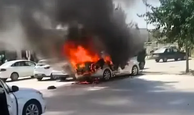 Ceylanpınar Devlet Hastanesi otoparkında yangın paniği