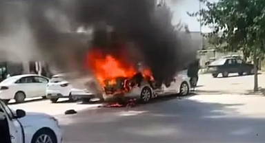 Ceylanpınar Devlet Hastanesi otoparkında yangın paniği