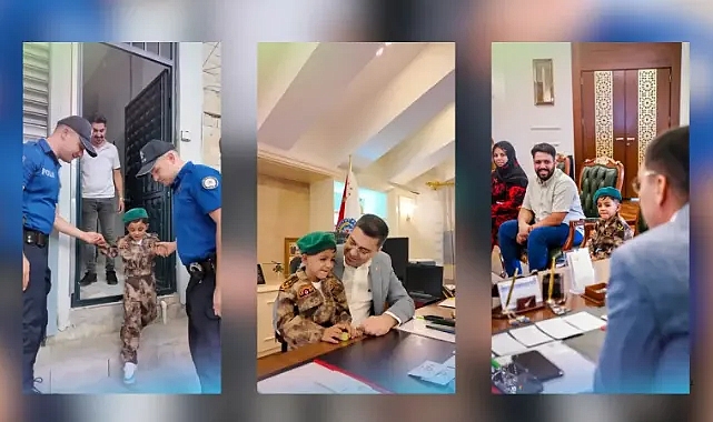 Polis helikopterini Türk bayrağıyla selamlayan minik Abdullah Emre'ye anlamlı ödül