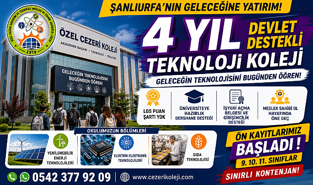 Şanlıurfa'da Geleceğin Mesleklerine Yatırım: Özel Cezeri Koleji'nde 2026-2027 Ön Kayıtları Başladı