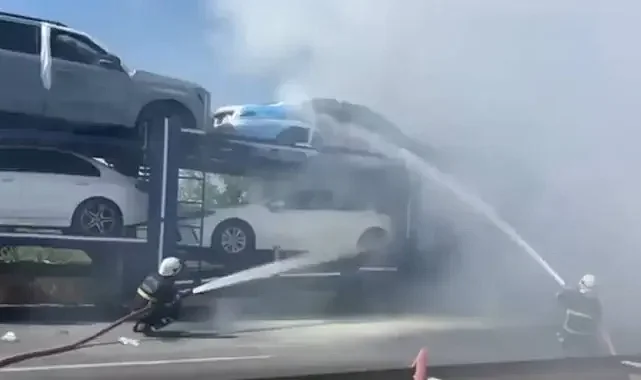 Şanlıurfa’da otomobil yüklü TIR alev aldı!