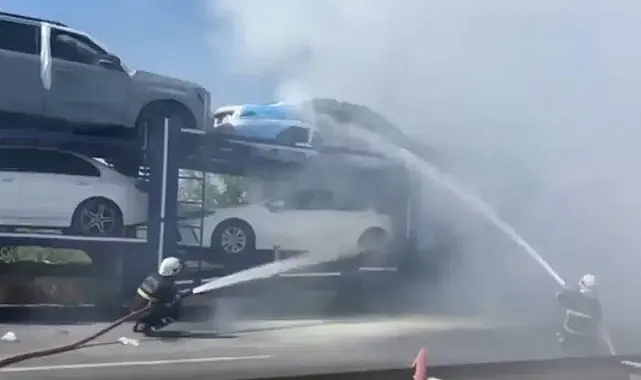 Şanlıurfa’da otomobil yüklü TIR alev aldı!